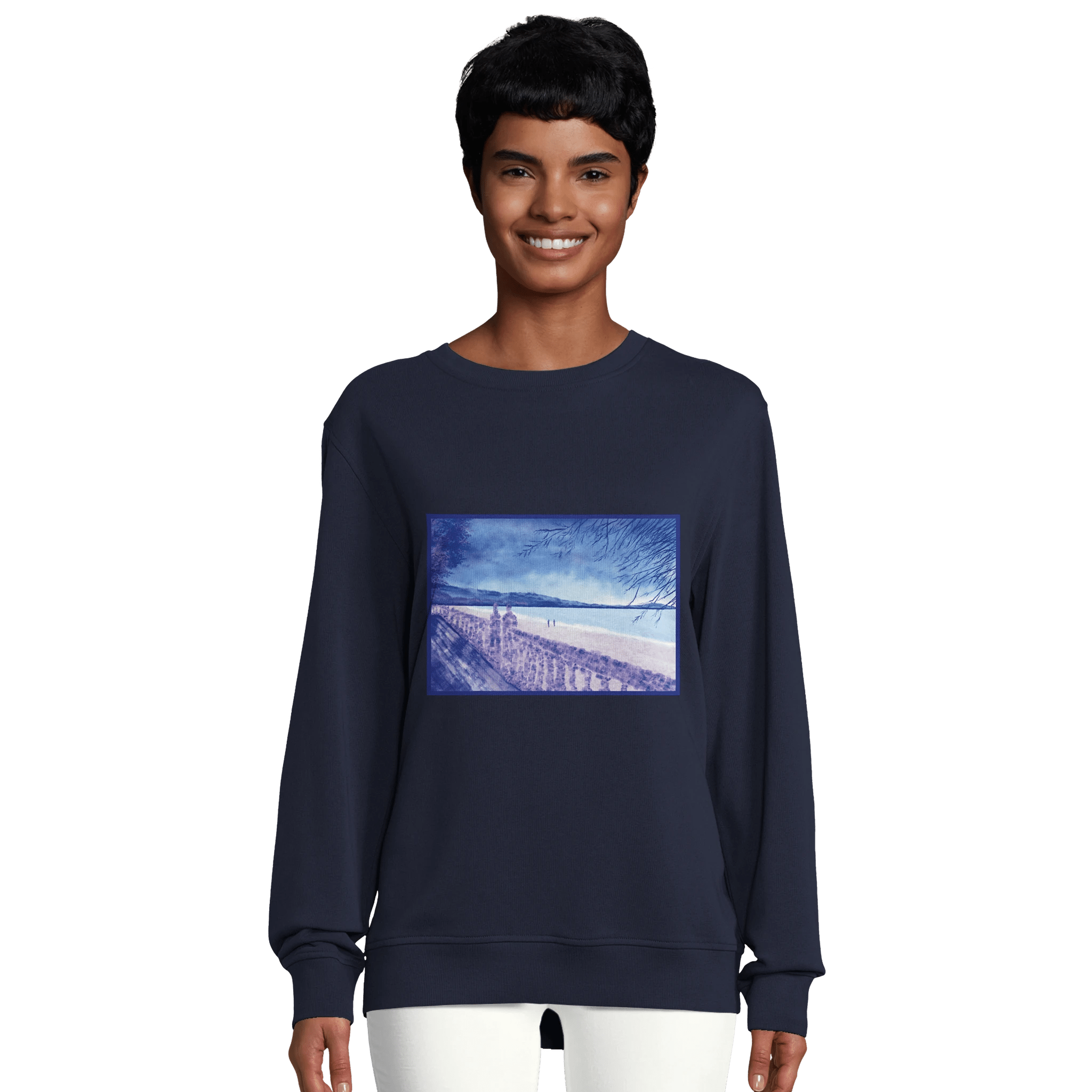Sweat-shirt unisexe bio ras du cou - Souvenirs sur le sable" - Julie COLLEONI