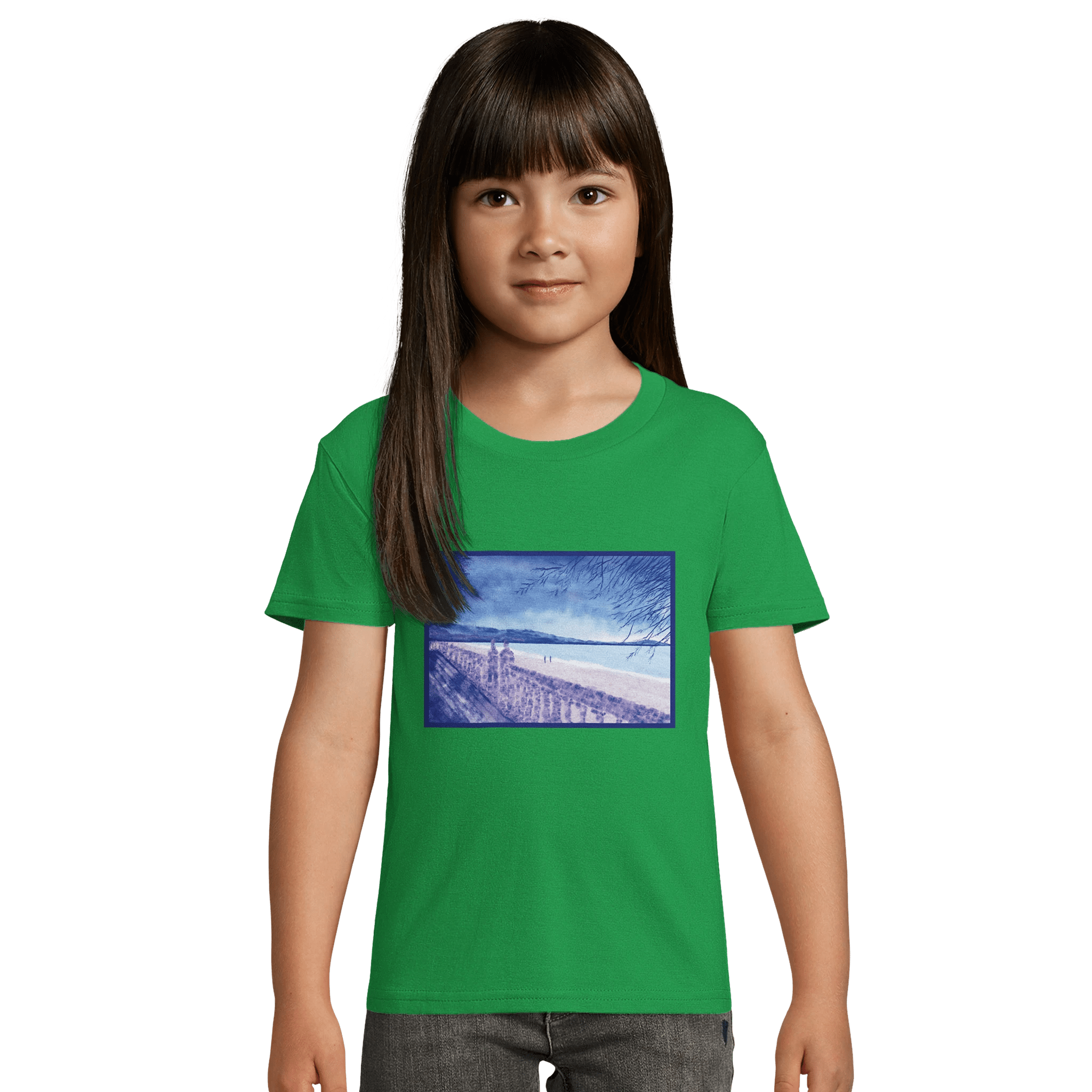 T-shirt enfant bio ajusté "Souvenirs sur le sable" - Julie COLLEONI