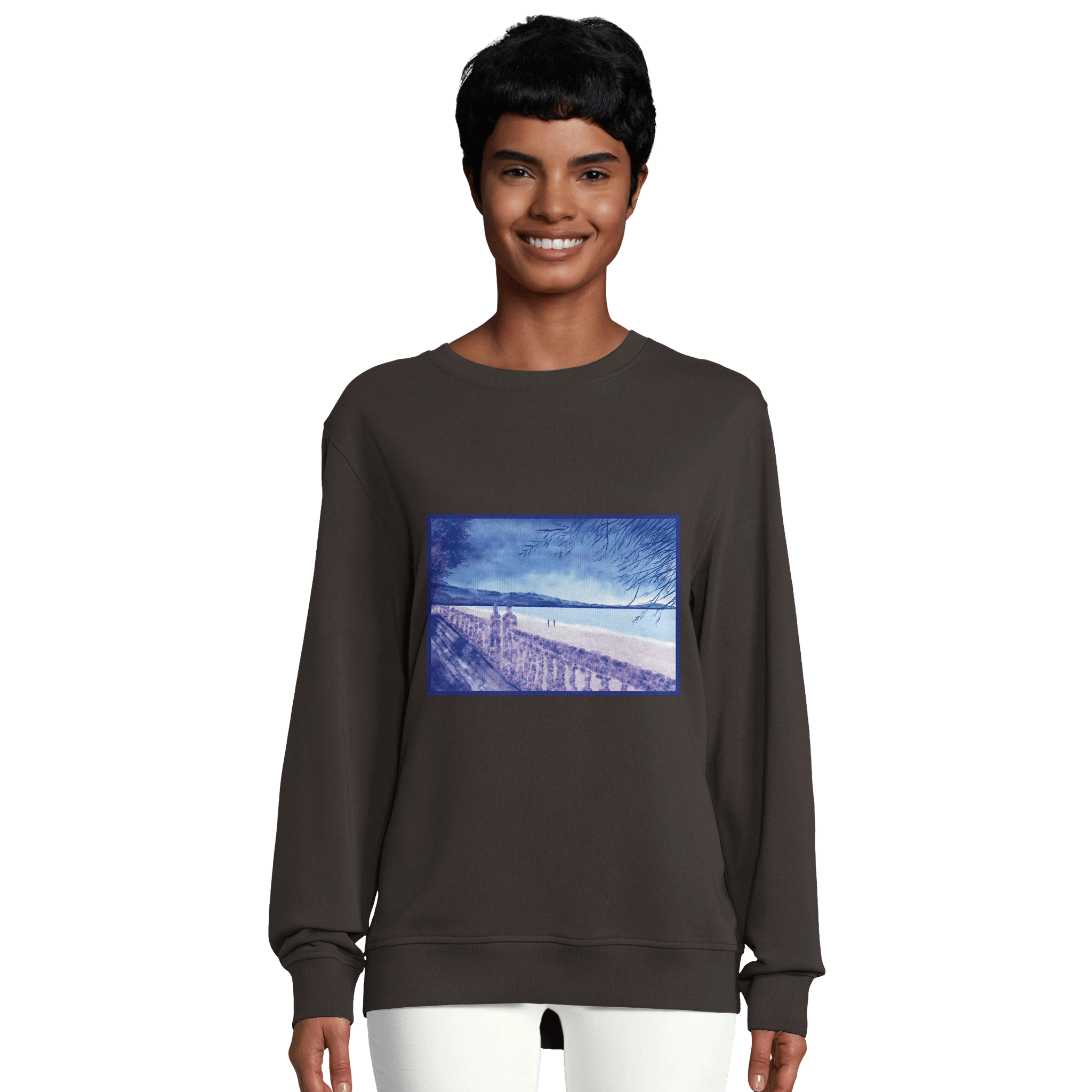 Sweat-shirt unisexe bio ras du cou - Souvenirs sur le sable&quot; - Julie COLLEONI