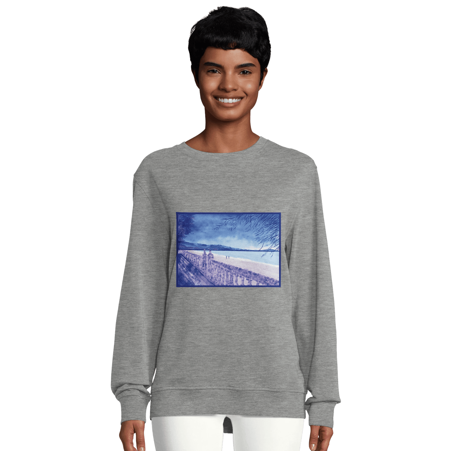 Sweat-shirt unisexe bio ras du cou - Souvenirs sur le sable&quot; - Julie COLLEONI