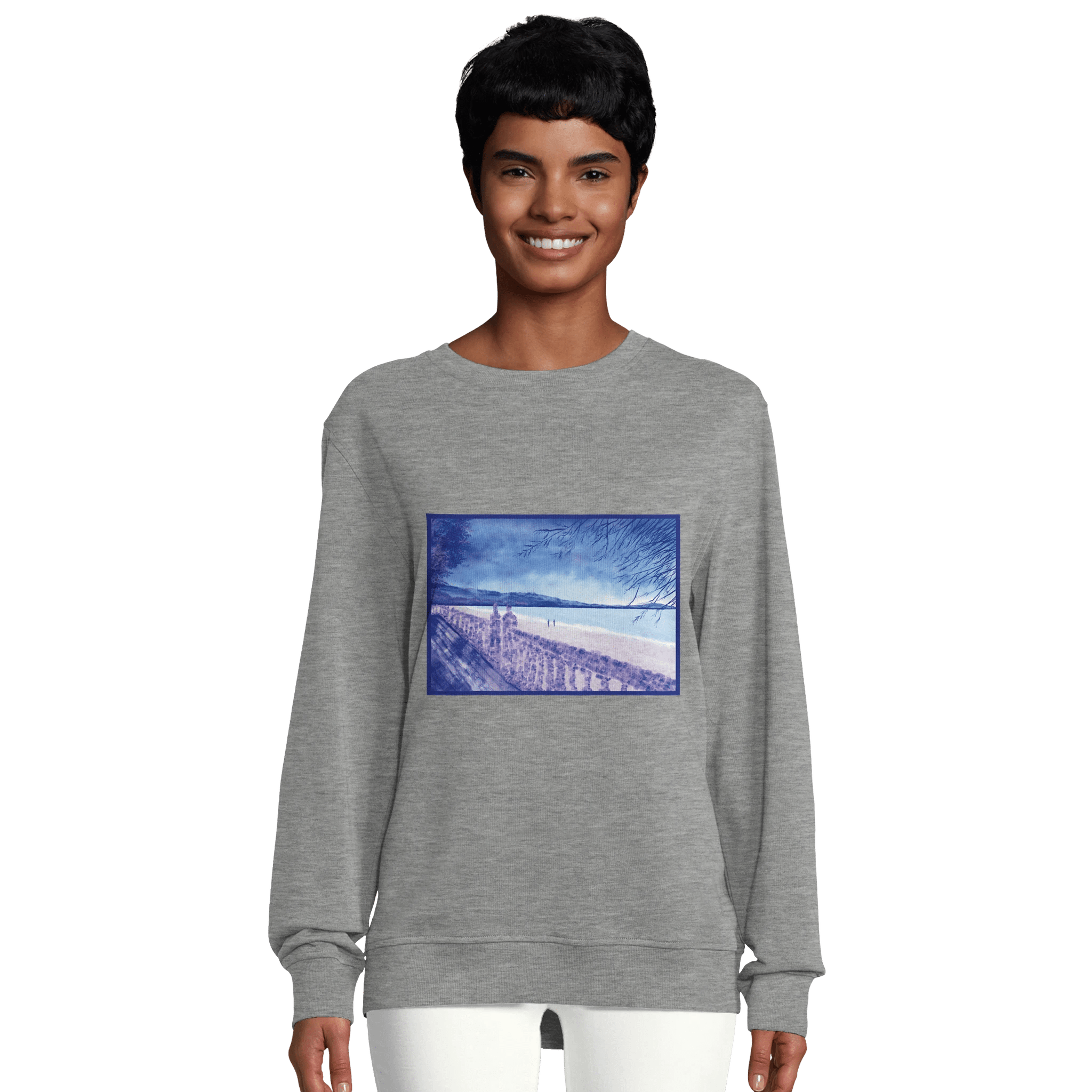 Sweat-shirt unisexe bio ras du cou - Souvenirs sur le sable&quot; - Julie COLLEONI