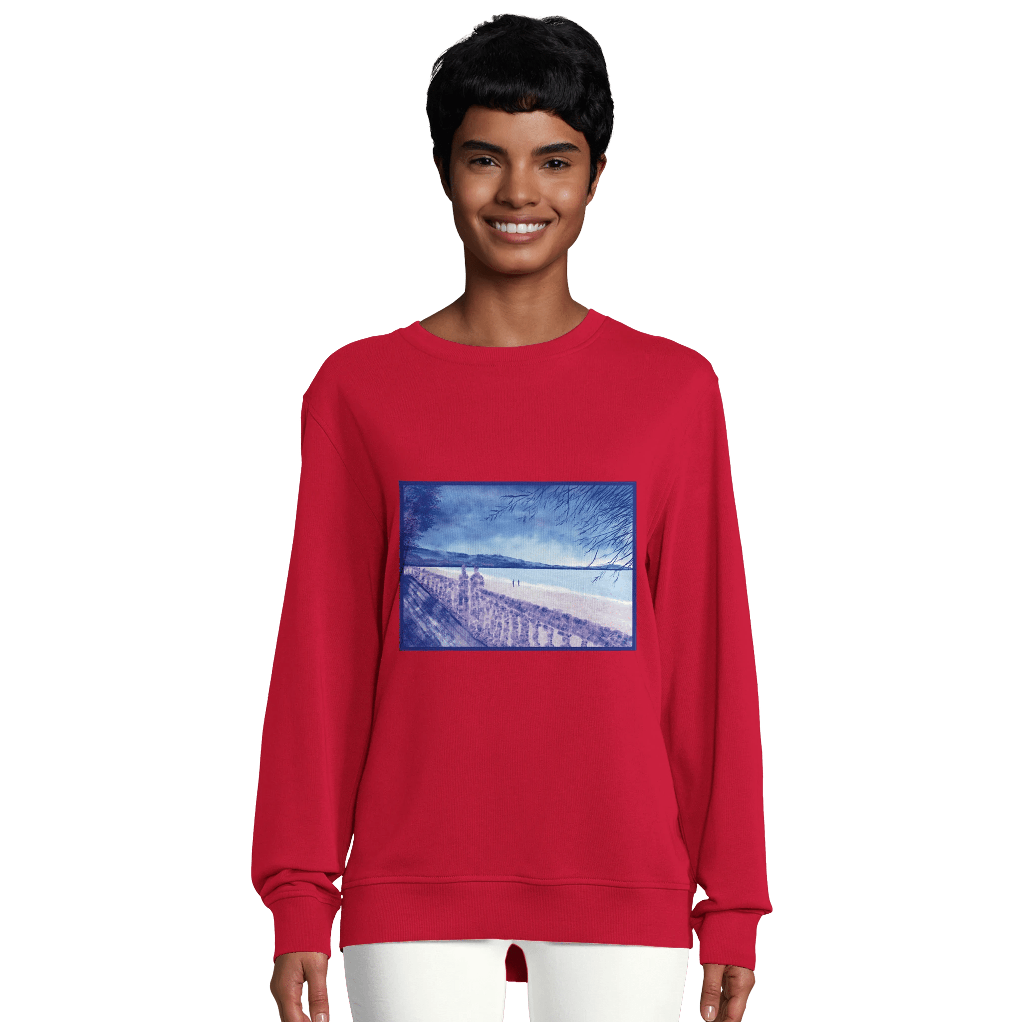 Sweat-shirt unisexe bio ras du cou - Souvenirs sur le sable&quot; - Julie COLLEONI