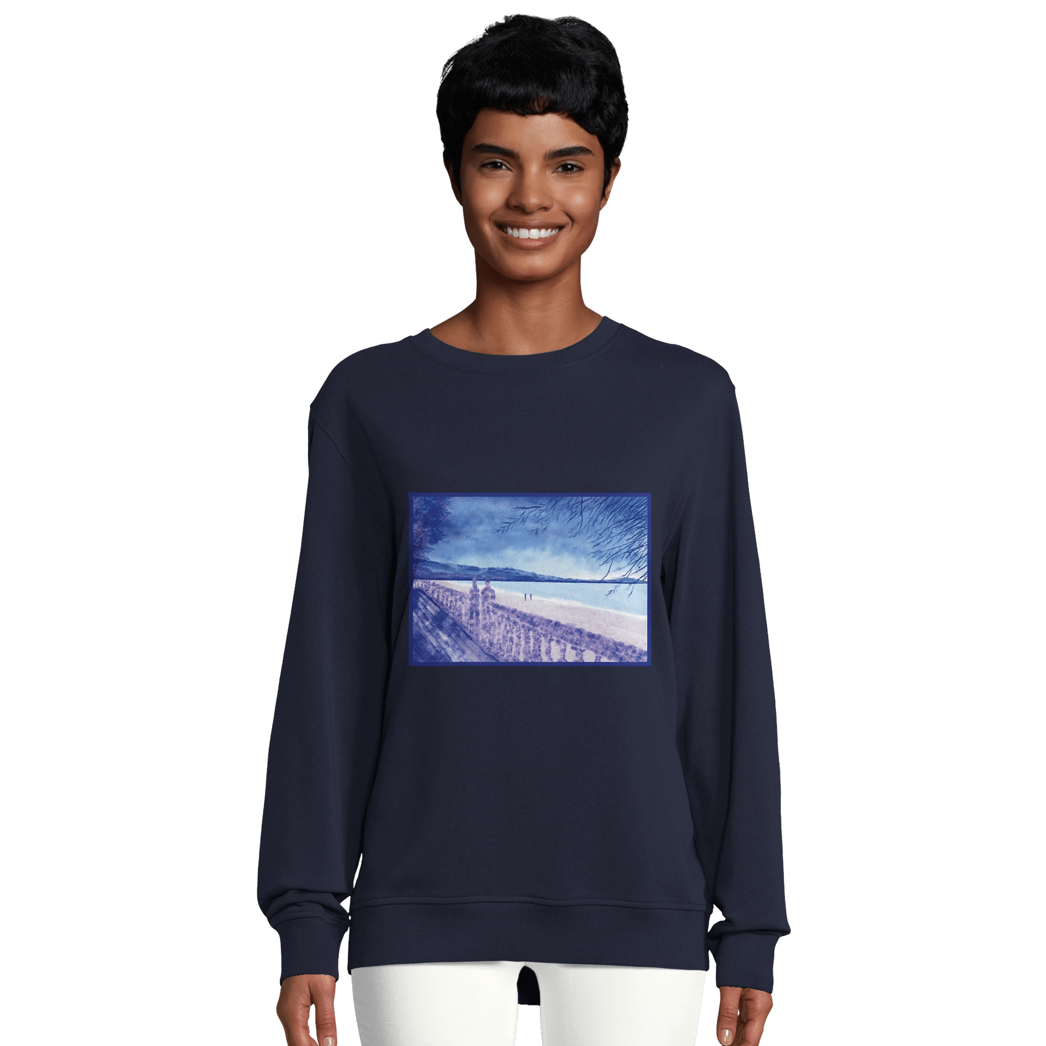 Sweat-shirt unisexe bio ras du cou - Souvenirs sur le sable&quot; - Julie COLLEONI