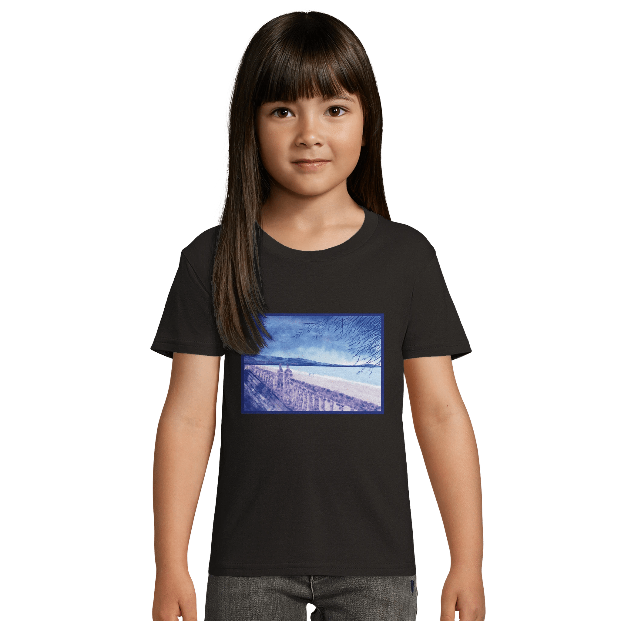 T-shirt enfant bio ajusté &quot;Souvenirs sur le sable&quot; - Julie COLLEONI