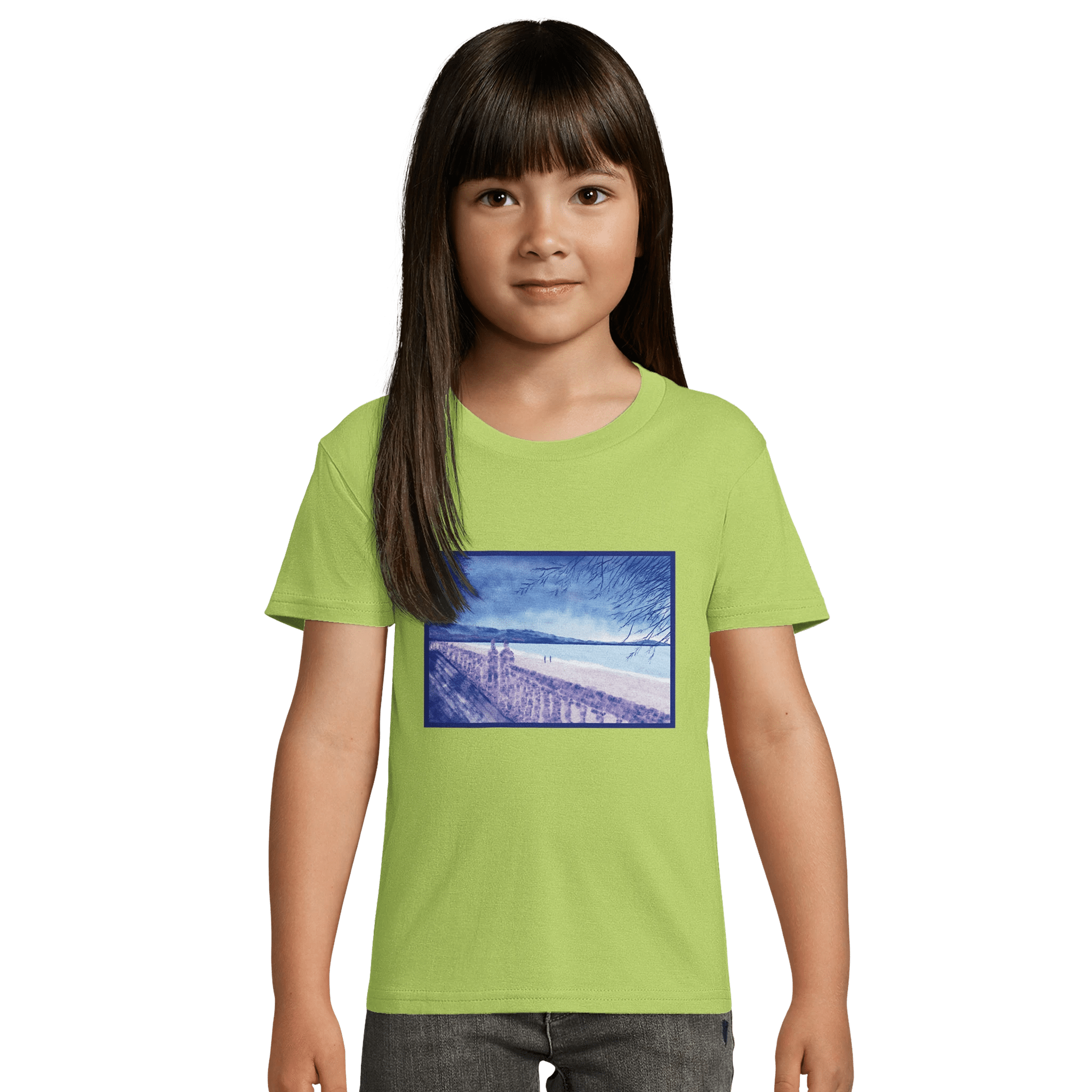 T-shirt enfant bio ajusté &quot;Souvenirs sur le sable&quot; - Julie COLLEONI