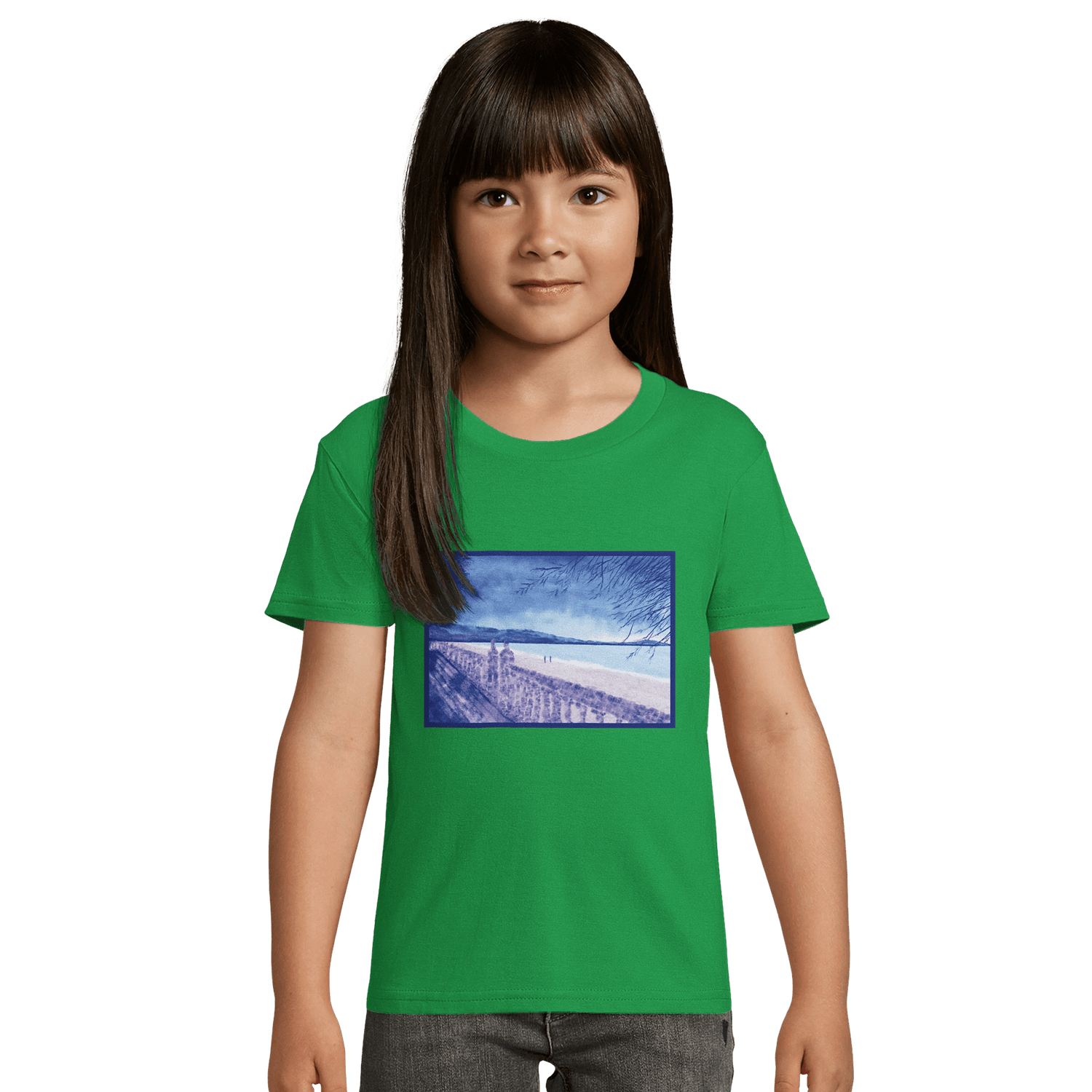 T-shirt enfant bio ajusté &quot;Souvenirs sur le sable&quot; - Julie COLLEONI