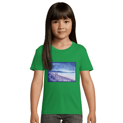 T-shirt enfant bio ajusté &quot;Souvenirs sur le sable&quot; - Julie COLLEONI