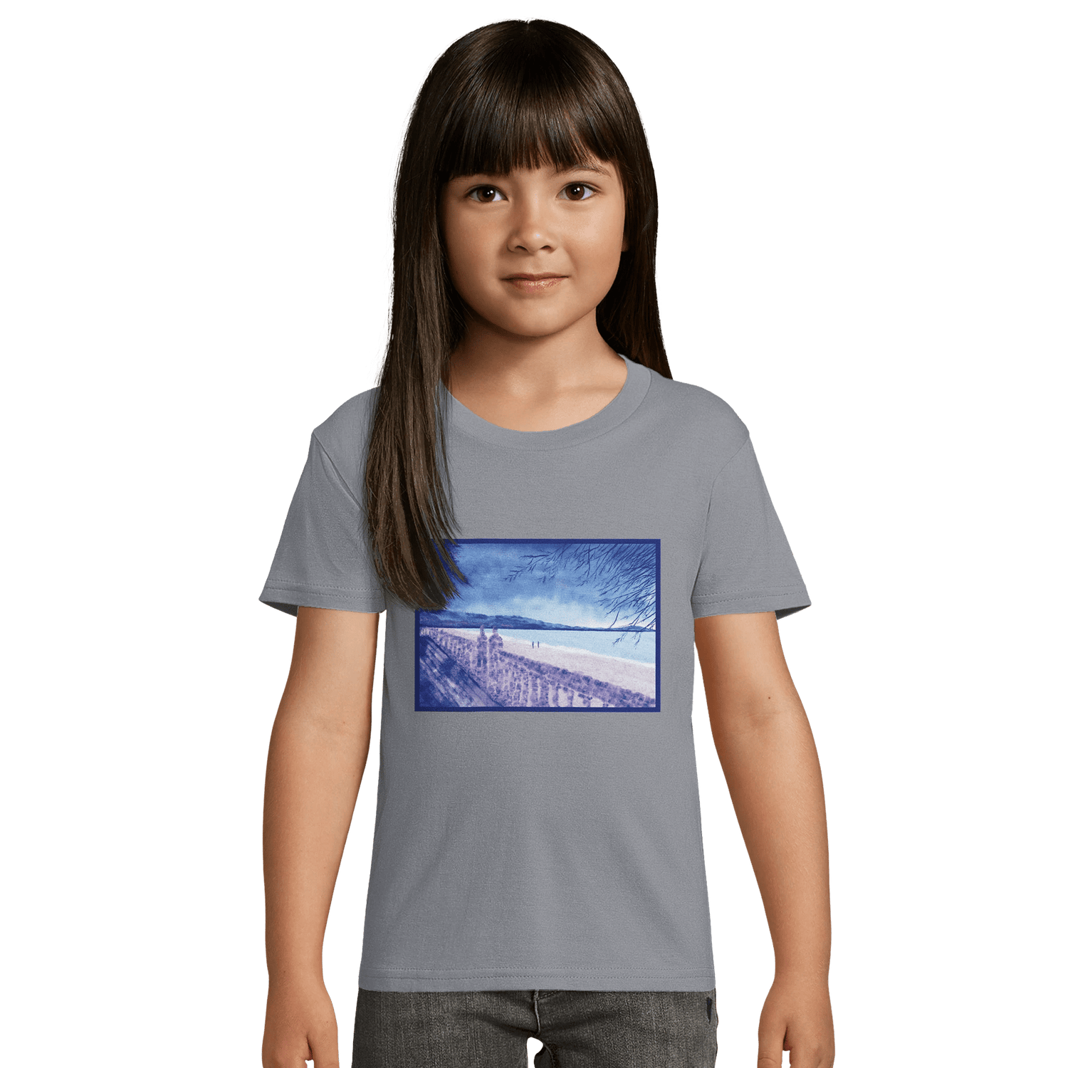 T-shirt enfant bio ajusté &quot;Souvenirs sur le sable&quot; - Julie COLLEONI