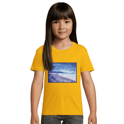 T-shirt enfant bio ajusté &quot;Souvenirs sur le sable&quot; - Julie COLLEONI