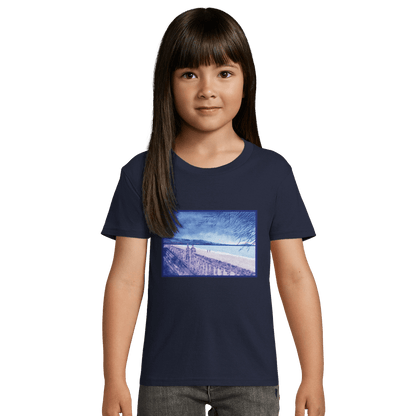 T-shirt enfant bio ajusté &quot;Souvenirs sur le sable&quot; - Julie COLLEONI