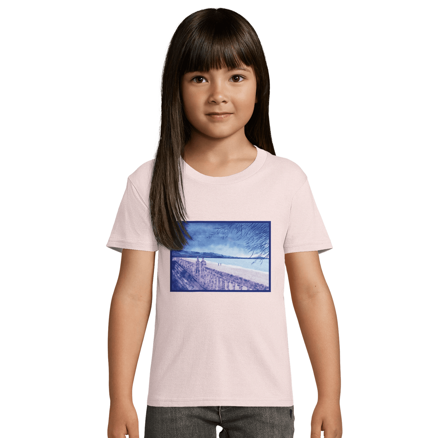 T-shirt enfant bio ajusté &quot;Souvenirs sur le sable&quot; - Julie COLLEONI