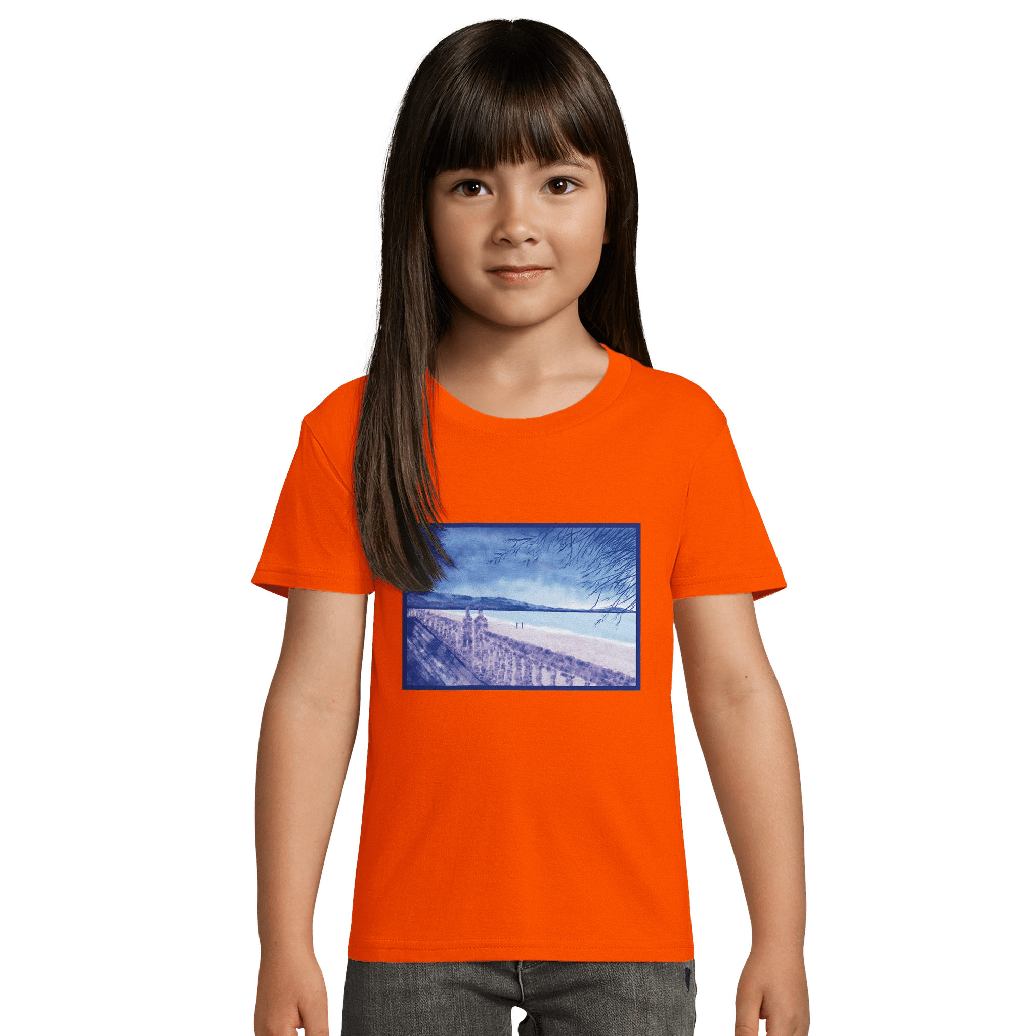 T-shirt enfant bio ajusté &quot;Souvenirs sur le sable&quot; - Julie COLLEONI