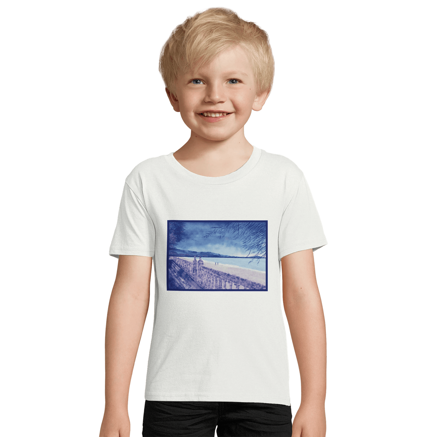 T-shirt enfant bio ajusté &quot;Souvenirs sur le sable&quot; - Julie COLLEONI