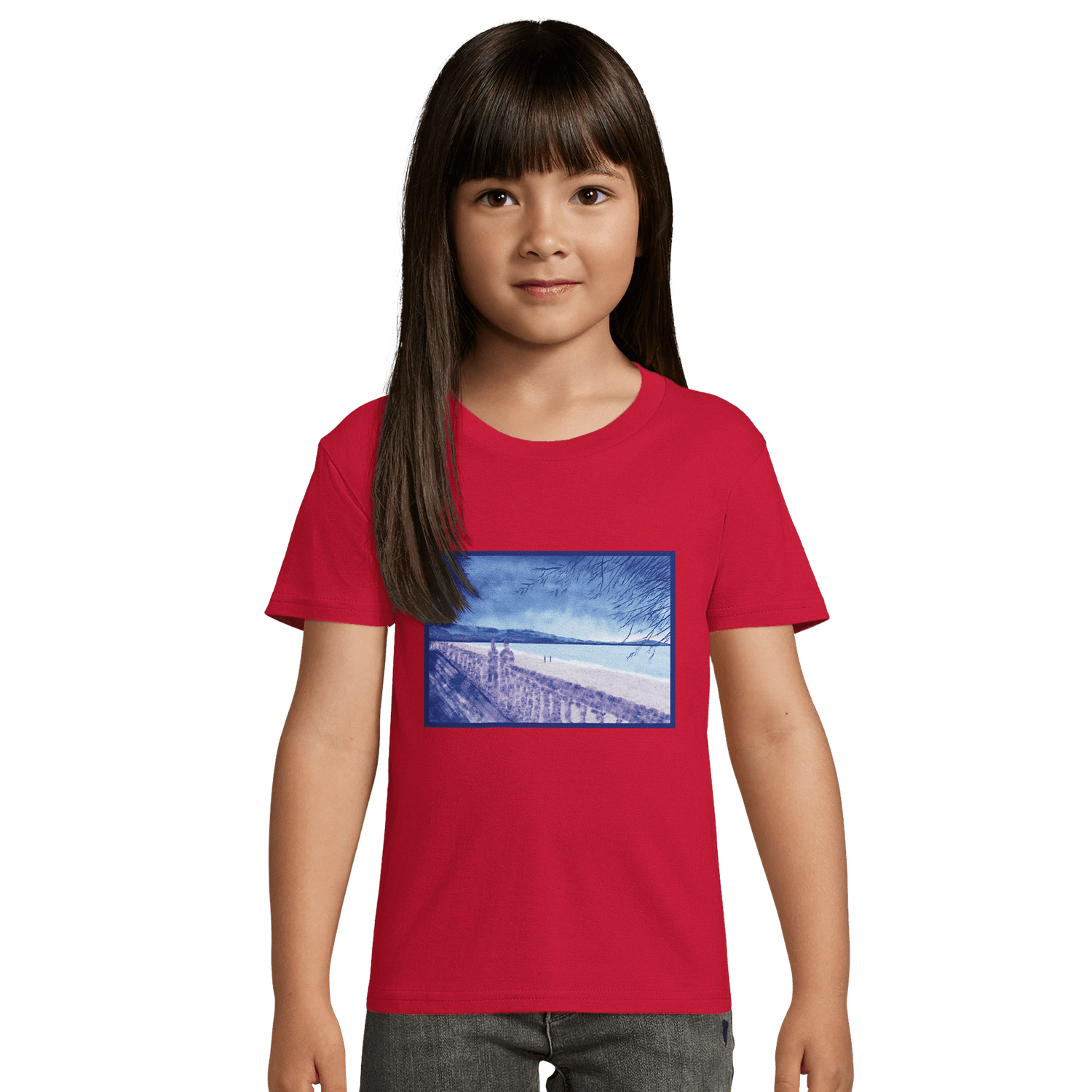 T-shirt enfant bio ajusté &quot;Souvenirs sur le sable&quot; - Julie COLLEONI